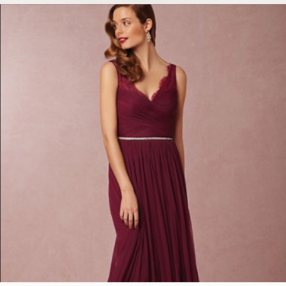 BHLDN fleur Black cherry bridesmaid gown